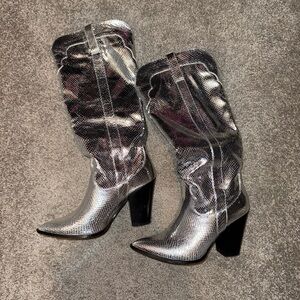 Billini Metallic Silver Heeled Boots